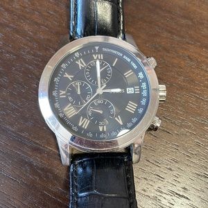 GUESS Mens Chronograph Watch, 44mm, croc leather band.